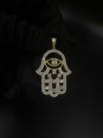 Humsa Hand Diamond Charm Pendant 925 Sterling Silver