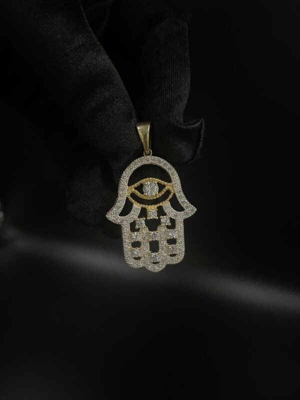 Humsa Hand Diamond Charm Pendant 925 Sterling Silver