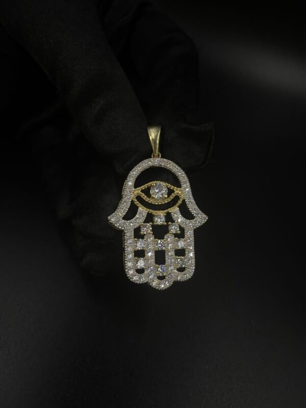 Humsa Hand Diamond Charm Pendant 925 Sterling Silver