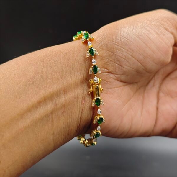 White & Green Diamond Beautiful Tennis Bracelet For Women's 925 Sterling Silver