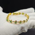 White & Green Diamond Beautiful Tennis Bracelet For Women's 925 Sterling Silver