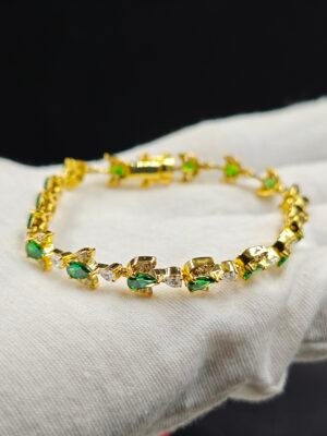 White & Green Diamond Beautiful Tennis Bracelet For Women's 925 Sterling Silver