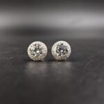 Men's Round White Diamond Halo Stud Earring 925 Sterling Silver