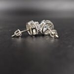 Men's Round White Diamond Halo Stud Earring 925 Sterling Silver