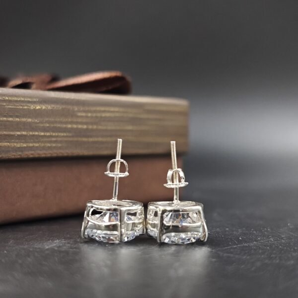 7mm Round Diamond Screw Back Earring For Men's 925 Sterling Silver