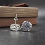 7mm Round Diamond Screw Back Earring For Men's 925 Sterling Silver