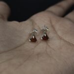 Heart 5mm Garnet Lab Created Diamond Solitaire Stud Earring 925 Sterling Silver