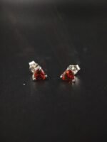 Heart 5mm Garnet Lab Created Diamond Solitaire Stud Earring 925 Sterling Silver
