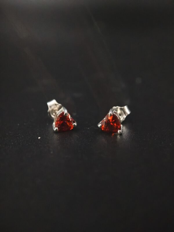 Heart 5mm Garnet Lab Created Diamond Solitaire Stud Earring 925 Sterling Silver