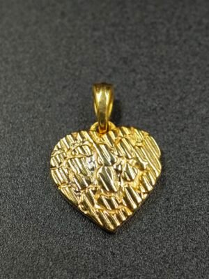 Real Solid Metal Nugget Style Heart Pendant 925 Sterling Silver