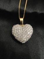 Diamond Womens Puff Heart Cute Pendant 925 Sterling Silver