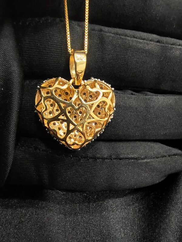 Diamond Womens Puff Heart Cute Pendant 925 Sterling Silver