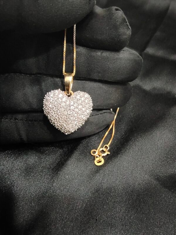 Diamond Womens Puff Heart Cute Pendant 925 Sterling Silver