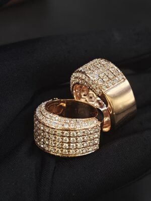 Diamond Half Eternity Couple Band Ring 925 Sterling Silver