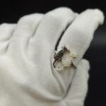 Black & White Diamond Cute 2 Cat Ring For Daughter 925 Sterling Silver