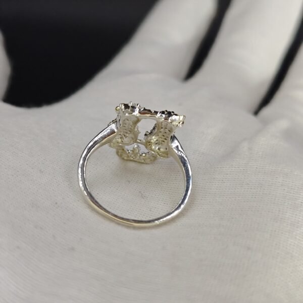 Black & White Diamond Cute 2 Cat Ring For Daughter 925 Sterling Silver