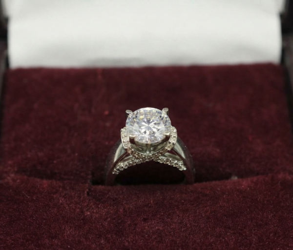 Large Solitaire Diamond Mens Ring 925 Sterling Silver 14k White Gold Plated