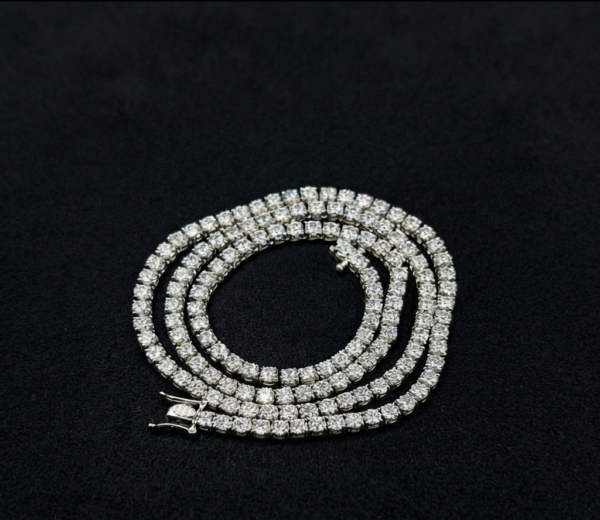 Attractive 5mm Round Diamond Tennis Link Necklace For Men's 925 Sterling Silver