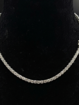 Attractive 5mm Round Diamond Tennis Link Necklace For Men's 925 Sterling Silver