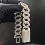 Mens Bust Down Diamond Cuban Link Bracelet White Gold Plated Pure 925 Sterling Silver