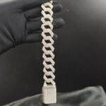 Mens Bust Down Diamond Cuban Link Bracelet White Gold Plated Pure 925 Sterling Silver