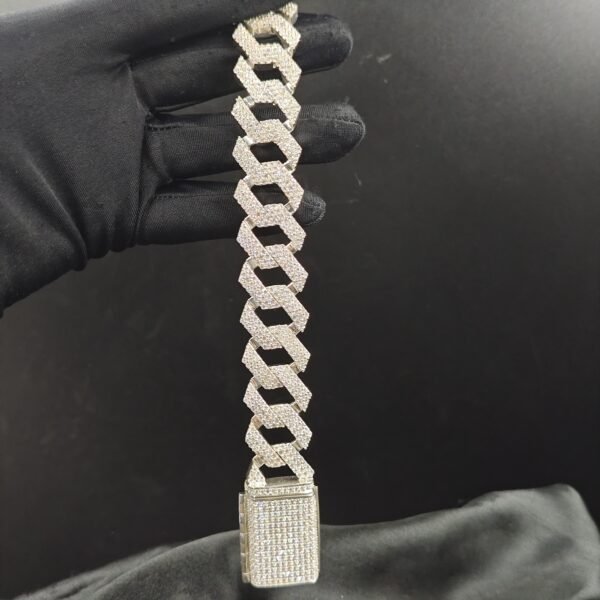 Mens Bust Down Diamond Cuban Link Bracelet White Gold Plated Pure 925 Sterling Silver