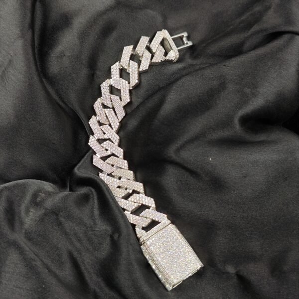 Mens Bust Down Diamond Cuban Link Bracelet White Gold Plated Pure 925 Sterling Silver