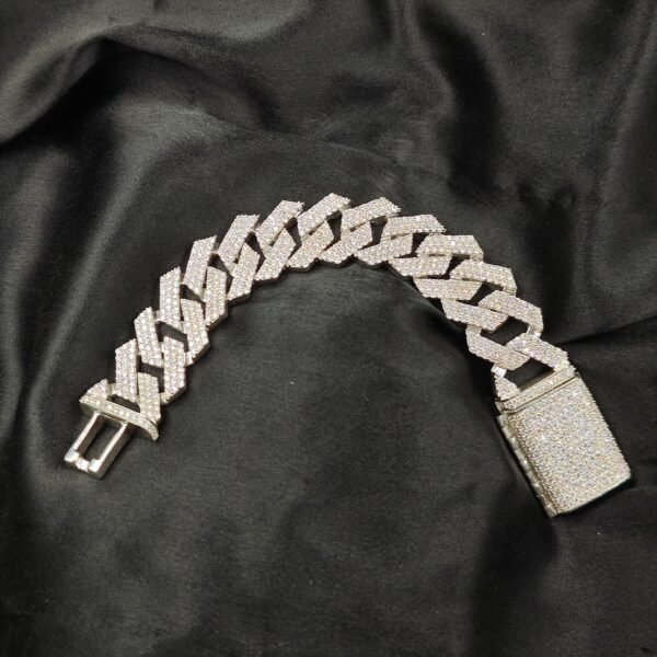 Mens Bust Down Diamond Cuban Link Bracelet White Gold Plated Pure 925 Sterling Silver