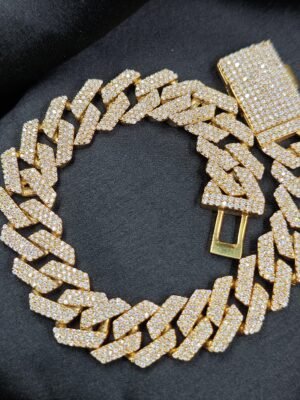 Men's Miami Charm Cuban Link Bracelet In Diamond With 925 Sterling Silver