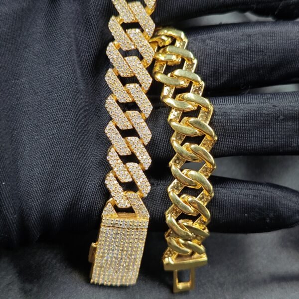 Men's Miami Charm Cuban Link Bracelet In Diamond With 925 Sterling Silver