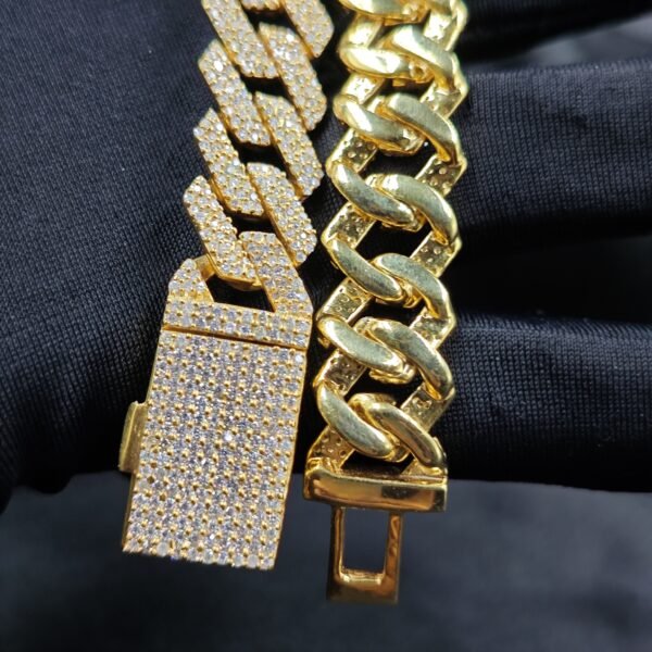 Men's Miami Charm Cuban Link Bracelet In Diamond With 925 Sterling Silver