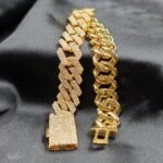 Men's Miami Charm Cuban Link Bracelet In Diamond With 925 Sterling Silver