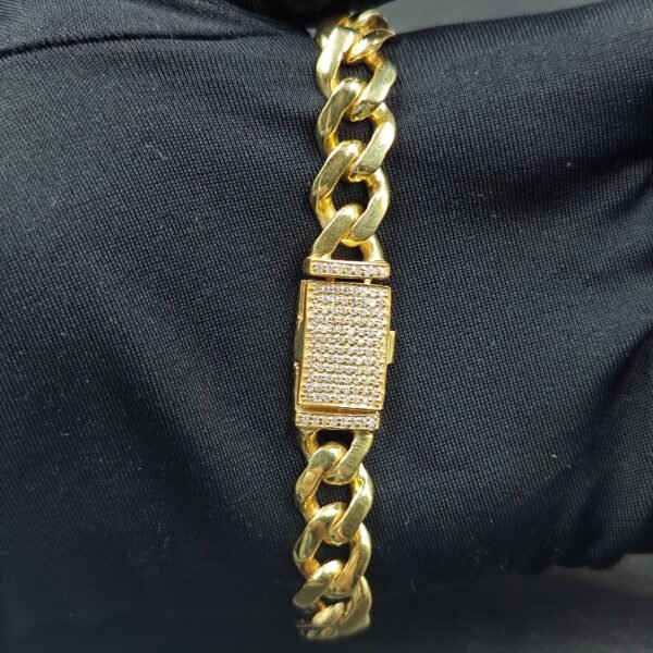 10mm Diamond Lock Part Cuban Charm Bracelet For Men's 925 Sterling Silver