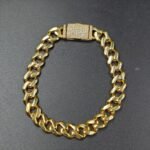 10mm Diamond Lock Part Cuban Charm Bracelet For Men's 925 Sterling Silver