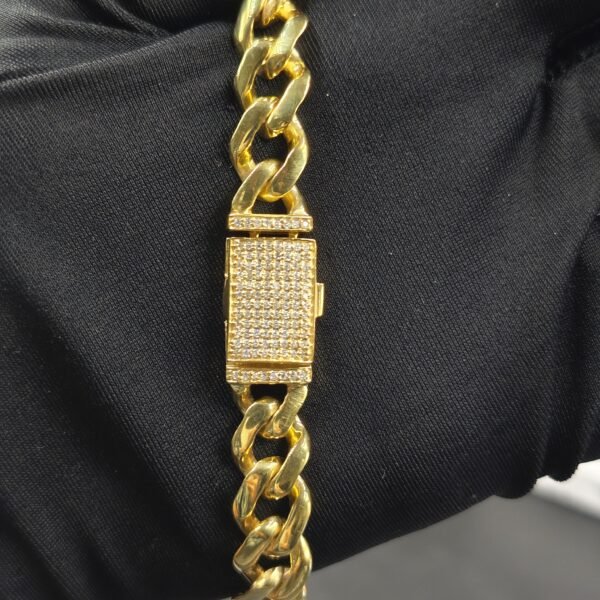 10mm Diamond Lock Part Cuban Charm Bracelet For Men's 925 Sterling Silver