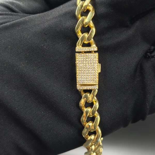 10mm Diamond Lock Part Cuban Charm Bracelet For Men's 925 Sterling Silver