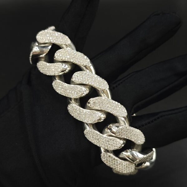 24mm Iced Out Diamond Link Heavy Cuban Bracelet For Men's 925 Sterling Silver