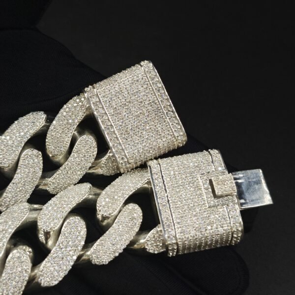 24mm Iced Out Diamond Link Heavy Cuban Bracelet For Men's 925 Sterling Silver