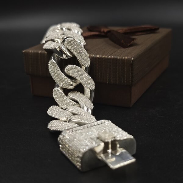 24mm Iced Out Diamond Link Heavy Cuban Bracelet For Men's 925 Sterling Silver