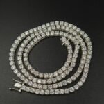 Attractive 5mm Round Diamond Tennis Link Necklace For Men's 925 Sterling Silver