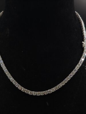 Attractive 5mm Round Diamond Tennis Link Necklace For Men's 925 Sterling Silver