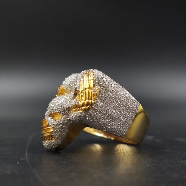 Icy White Diamond Skull Ring 925 Sterling Silver