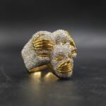 Icy White Diamond Skull Ring 925 Sterling Silver