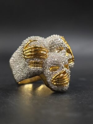 Icy White Diamond Skull Ring 925 Sterling Silver