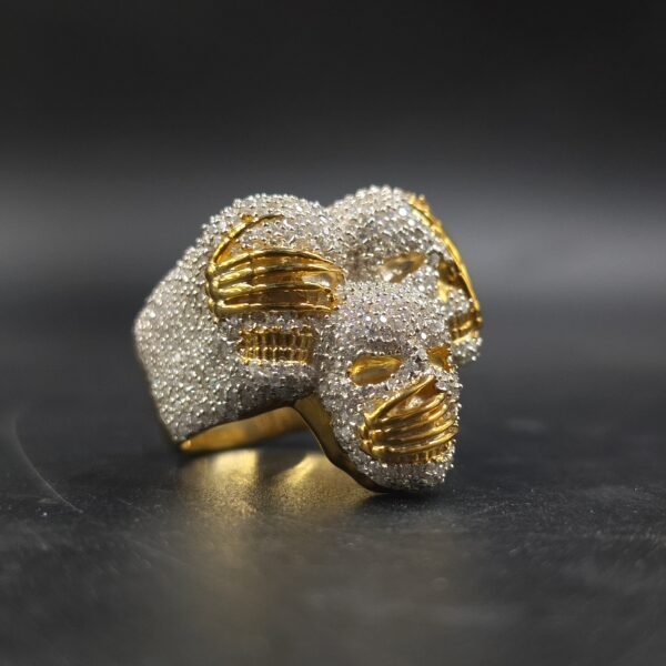 Icy White Diamond Skull Ring 925 Sterling Silver