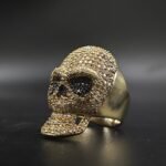 Black & White Diamond Men's Skull Ring 925 Sterling Silver