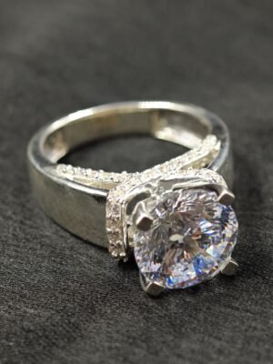 Large Solitaire Diamond Mens Ring 925 Sterling Silver 14k White Gold Plated