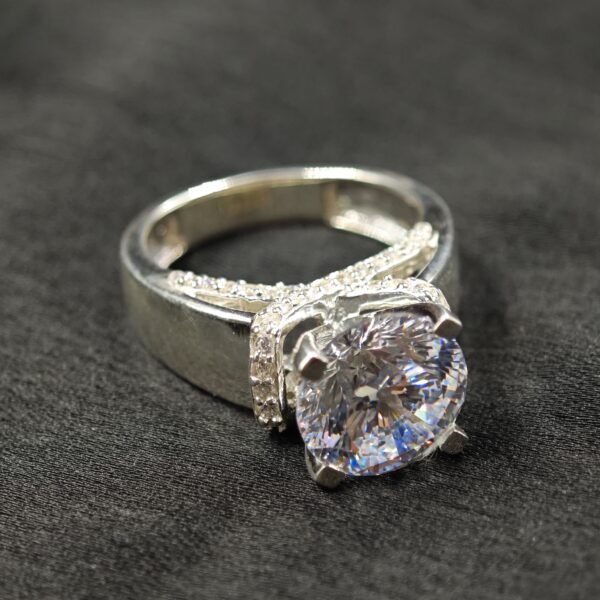 Large Solitaire Diamond Mens Ring 925 Sterling Silver 14k White Gold Plated