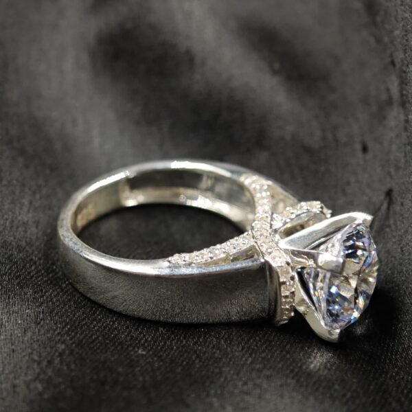 Large Solitaire Diamond Mens Ring 925 Sterling Silver 14k White Gold Plated