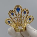 Blue & White Diamond Party Wear Ring For Women's 925 Sterling Silver